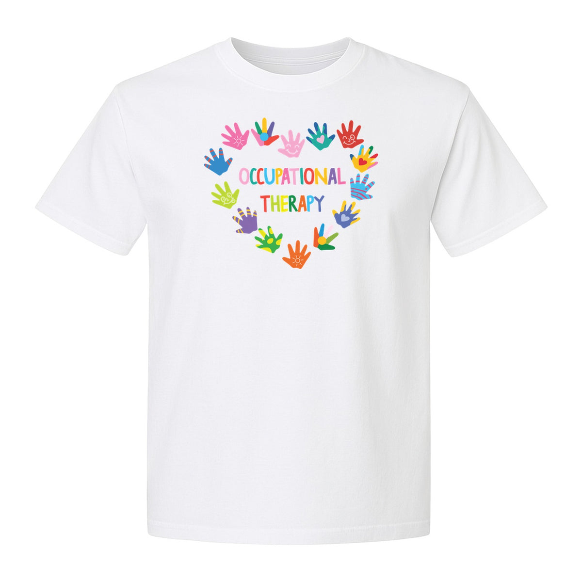 Occupational Therapy T-Shirt, Colorful Handprint Circle Design for OT Professionals