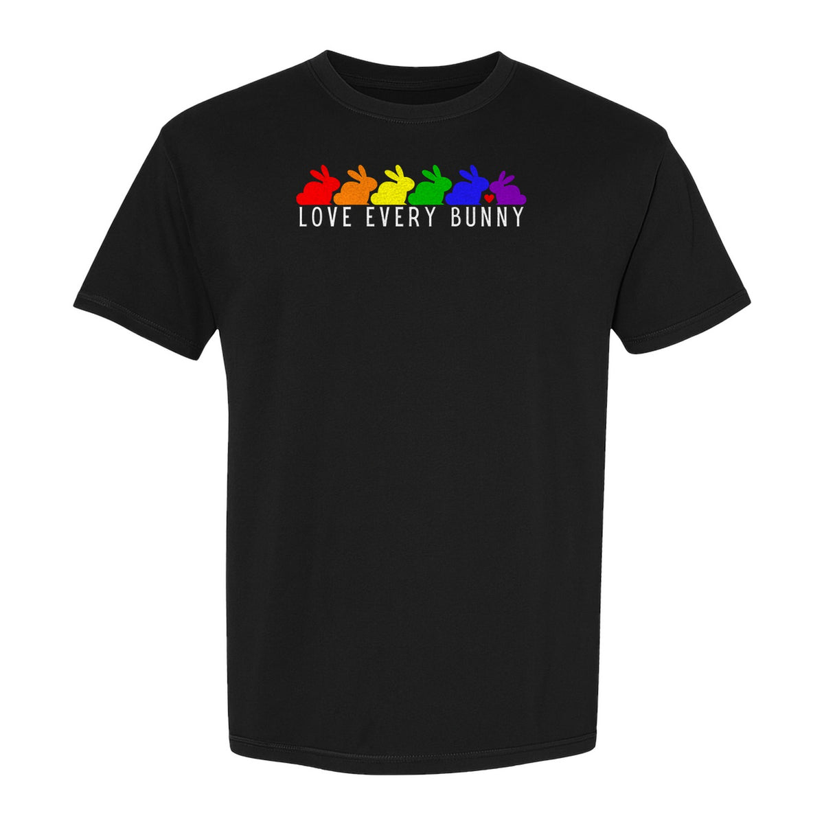 Love Every Bunny T-Shirt, Rainbow Rabbits Pride Graphic for Inclusive Easter and Spring Celebrations