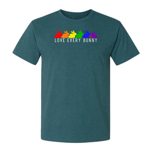 Love Every Bunny T-Shirt, Rainbow Rabbits Pride Graphic for Inclusive Easter and Spring Celebrations