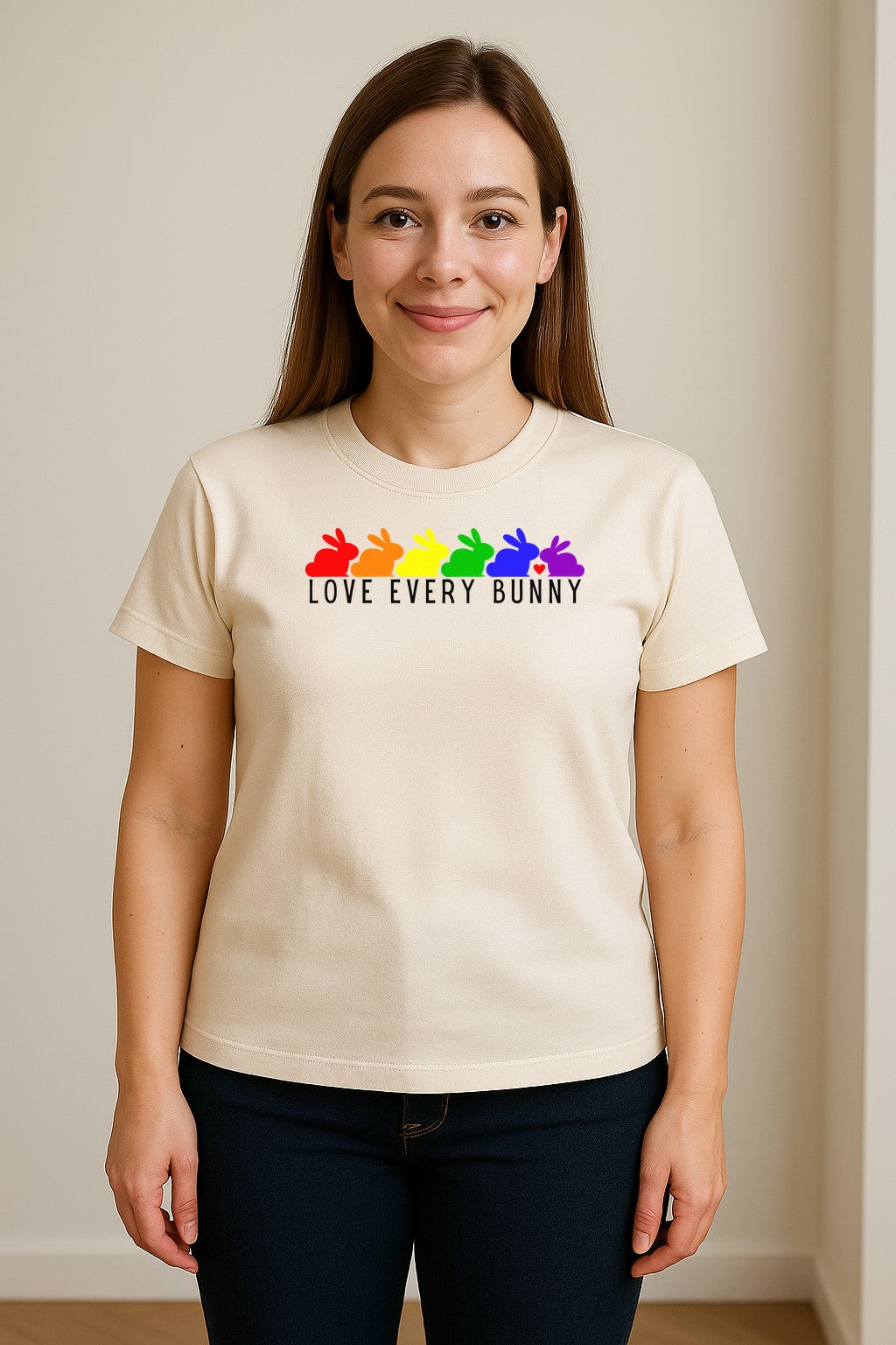 Love Every Bunny T-Shirt, Rainbow Rabbits Pride Graphic for Inclusive Easter and Spring Celebrations