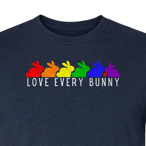 Love Every Bunny T-Shirt, Rainbow Rabbits Pride Graphic for Inclusive Easter and Spring Celebrations
