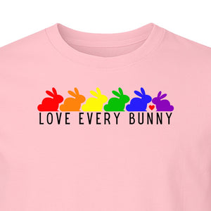 Love Every Bunny T-Shirt, Rainbow Rabbits Pride Graphic for Inclusive Easter and Spring Celebrations
