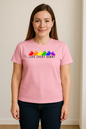 Love Every Bunny T-Shirt, Rainbow Rabbits Pride Graphic for Inclusive Easter and Spring Celebrations