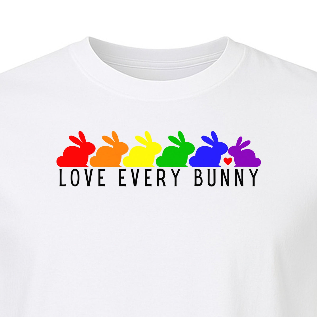 Love Every Bunny T-Shirt, Rainbow Rabbits Pride Graphic for Inclusive Easter and Spring Celebrations