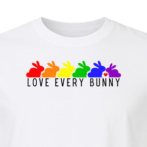 Love Every Bunny T-Shirt, Rainbow Rabbits Pride Graphic for Inclusive Easter and Spring Celebrations
