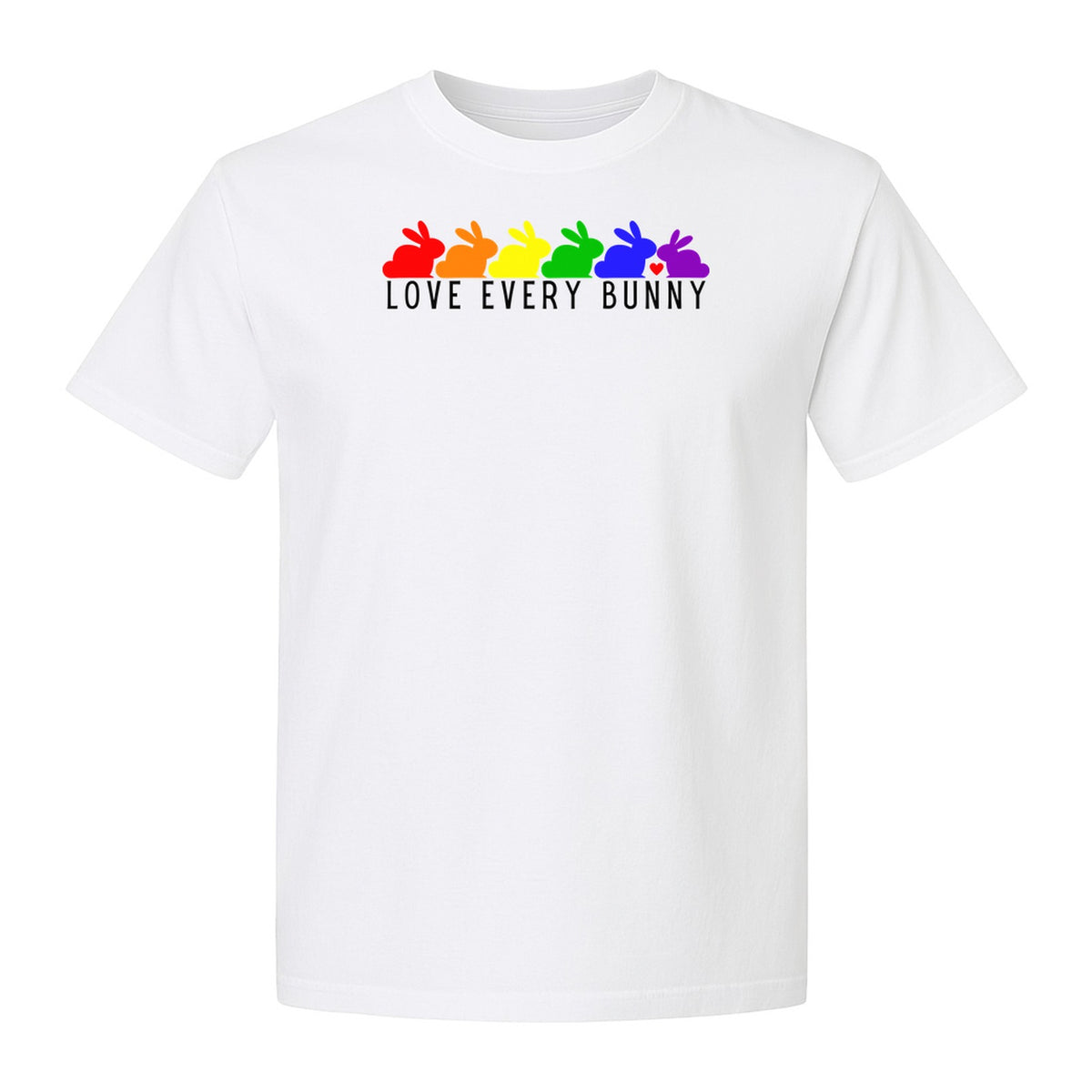 Love Every Bunny T-Shirt, Rainbow Rabbits Pride Graphic for Inclusive Easter and Spring Celebrations