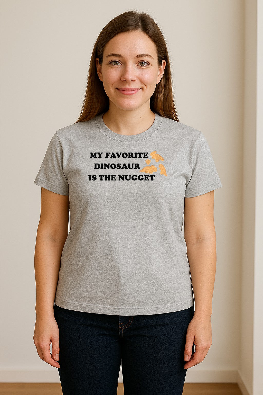 Favorite Dinosaur Is The Nugget T-Shirt, Funny Chicken Snack Graphic Tee for Food Lovers