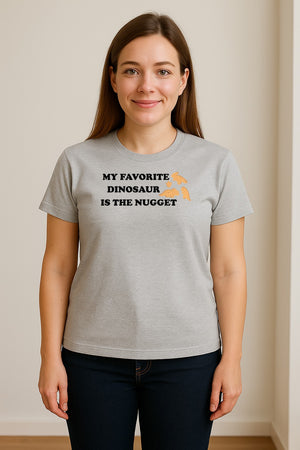 Favorite Dinosaur Is The Nugget T-Shirt, Funny Chicken Snack Graphic Tee for Food Lovers
