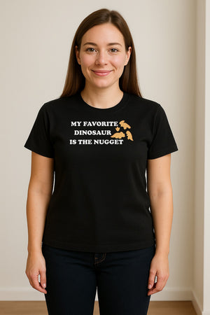 Favorite Dinosaur Is The Nugget T-Shirt, Funny Chicken Snack Graphic Tee for Food Lovers
