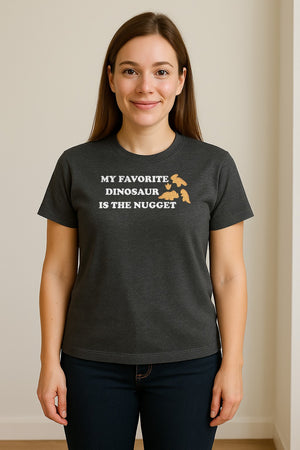 Favorite Dinosaur Is The Nugget T-Shirt, Funny Chicken Snack Graphic Tee for Food Lovers