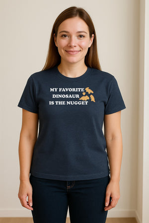 Favorite Dinosaur Is The Nugget T-Shirt, Funny Chicken Snack Graphic Tee for Food Lovers
