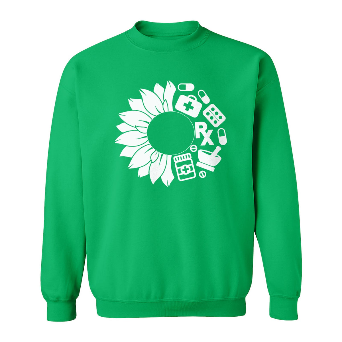 Pharmacy Technician Sweatshirt, Sunflower and Rx Medication Icon Design for Pharmacist Students