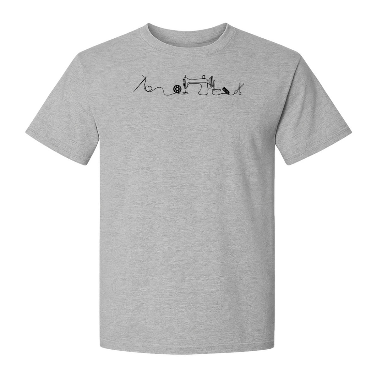 Sewing Machine T-Shirt, Needle Thread and Scissors Graphic for Seamstresses and Quilters