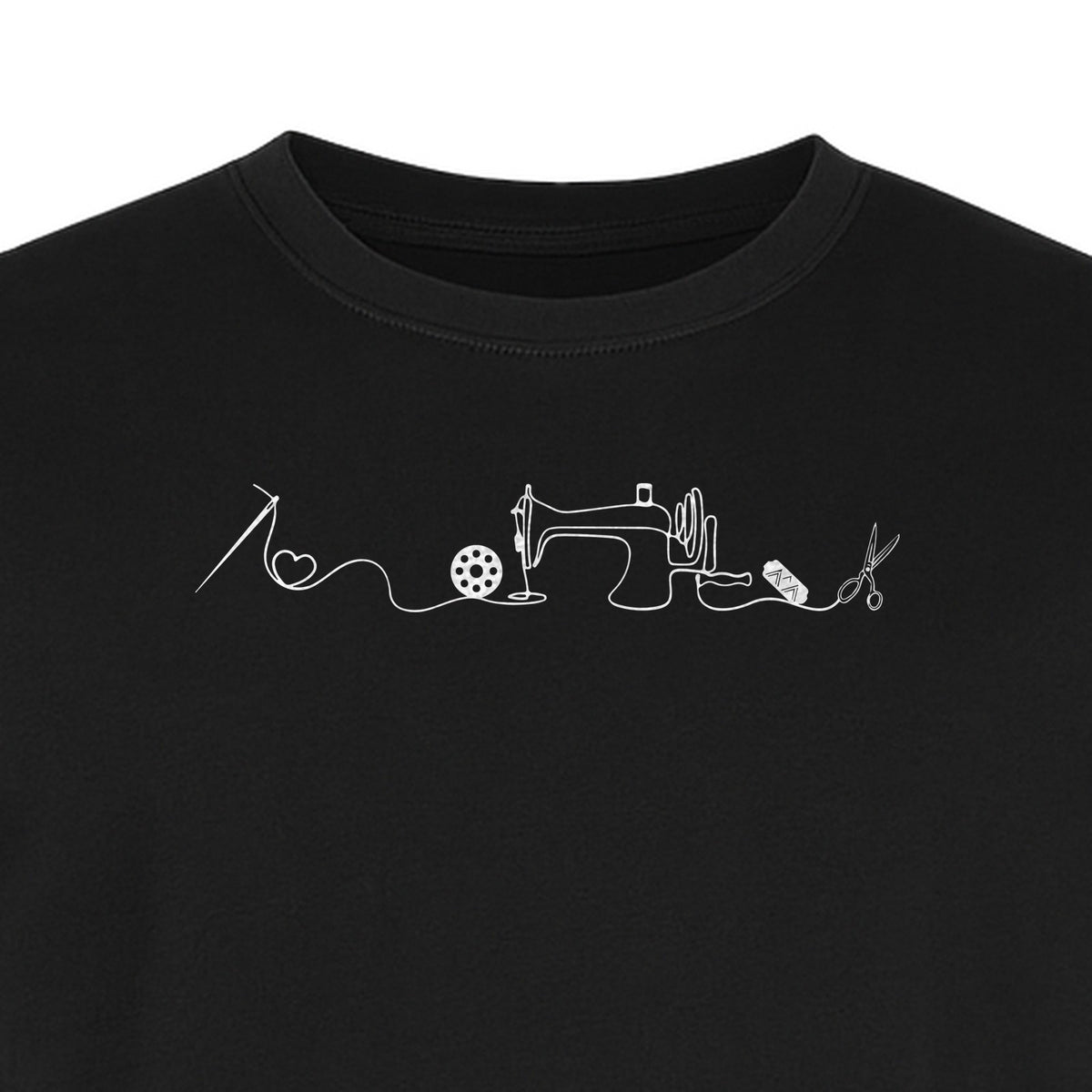 Sewing Machine T-Shirt, Needle Thread and Scissors Graphic for Seamstresses and Quilters