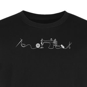 Sewing Machine T-Shirt, Needle Thread and Scissors Graphic for Seamstresses and Quilters