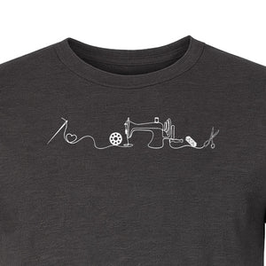 Sewing Machine T-Shirt, Needle Thread and Scissors Graphic for Seamstresses and Quilters