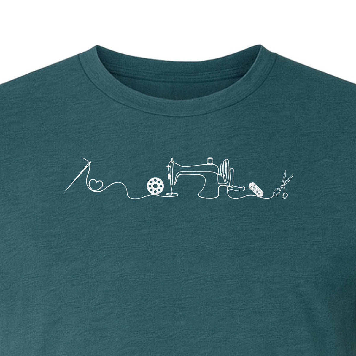 Sewing Machine T-Shirt, Needle Thread and Scissors Graphic for Seamstresses and Quilters