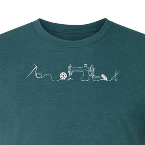 Sewing Machine T-Shirt, Needle Thread and Scissors Graphic for Seamstresses and Quilters