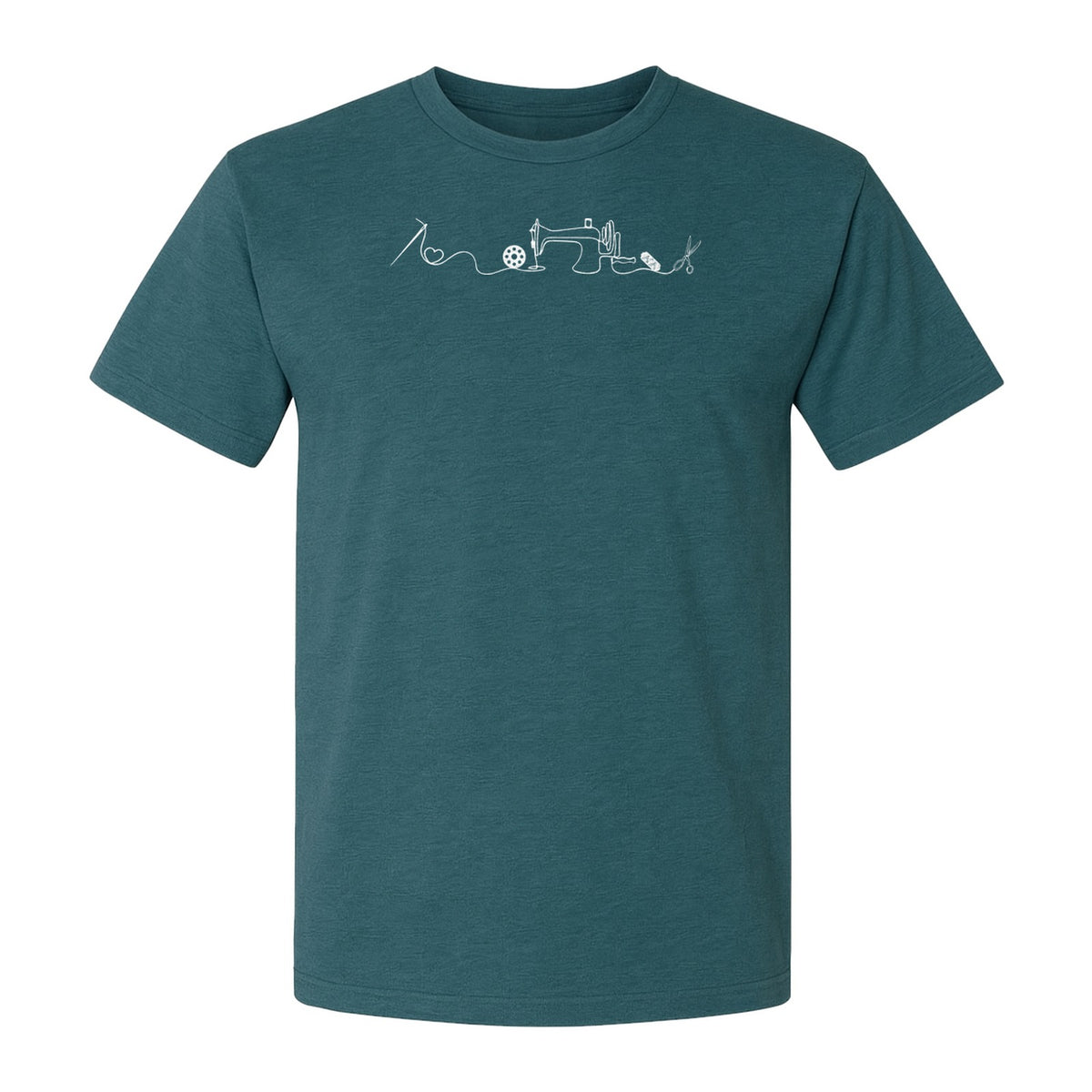 Sewing Machine T-Shirt, Needle Thread and Scissors Graphic for Seamstresses and Quilters