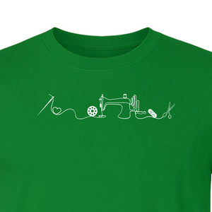 Sewing Machine T-Shirt, Needle Thread and Scissors Graphic for Seamstresses and Quilters