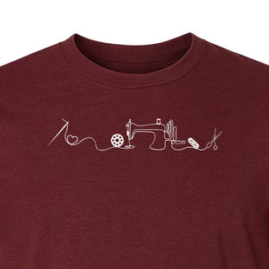 Sewing Machine T-Shirt, Needle Thread and Scissors Graphic for Seamstresses and Quilters