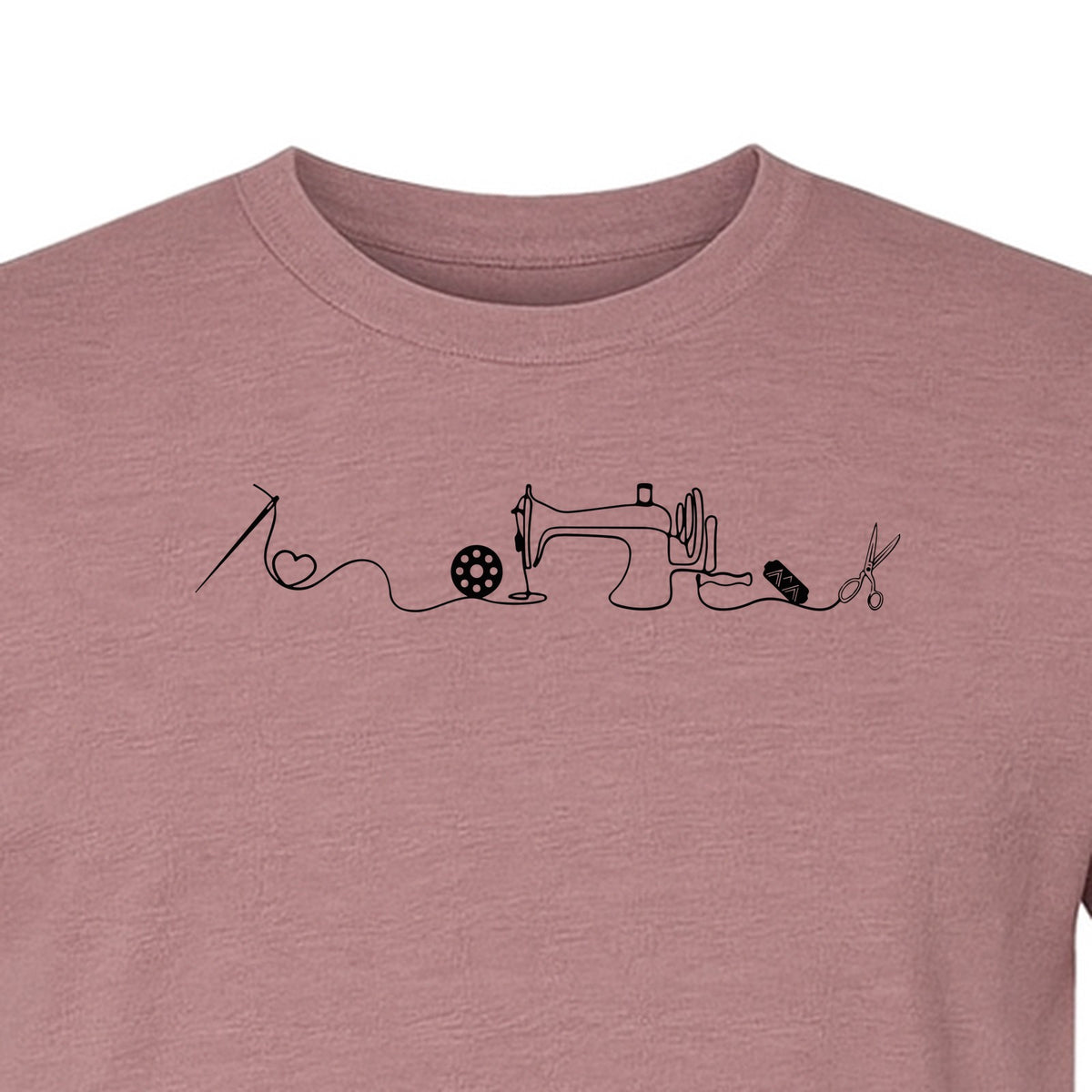 Sewing Machine T-Shirt, Needle Thread and Scissors Graphic for Seamstresses and Quilters