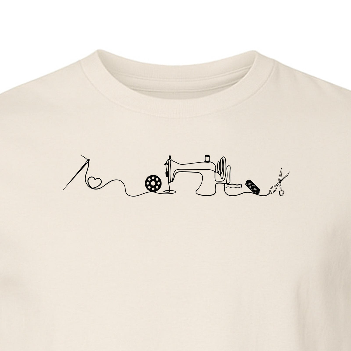 Sewing Machine T-Shirt, Needle Thread and Scissors Graphic for Seamstresses and Quilters