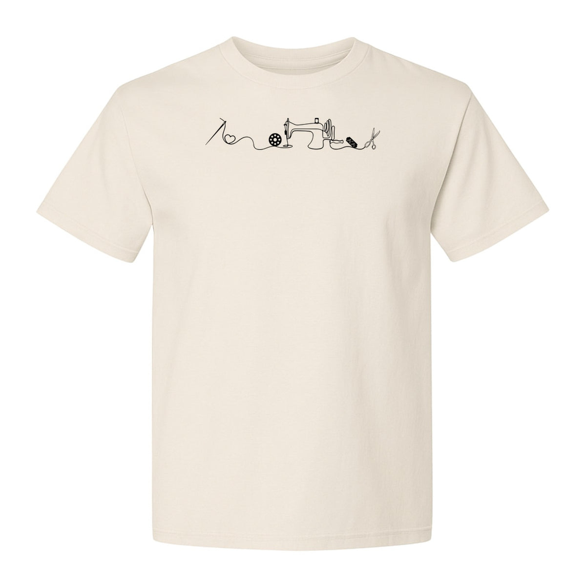 Sewing Machine T-Shirt, Needle Thread and Scissors Graphic for Seamstresses and Quilters