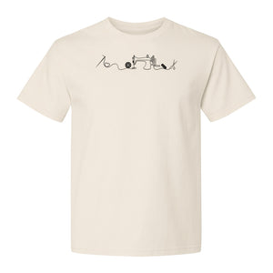 Sewing Machine T-Shirt, Needle Thread and Scissors Graphic for Seamstresses and Quilters