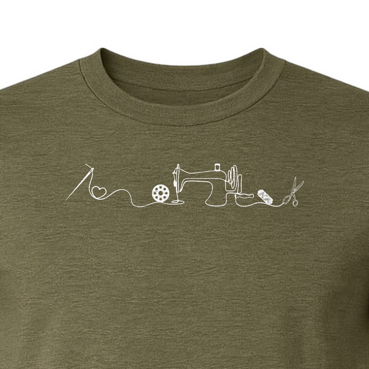 Sewing Machine T-Shirt, Needle Thread and Scissors Graphic for Seamstresses and Quilters