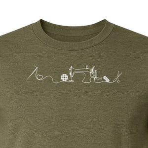 Sewing Machine T-Shirt, Needle Thread and Scissors Graphic for Seamstresses and Quilters