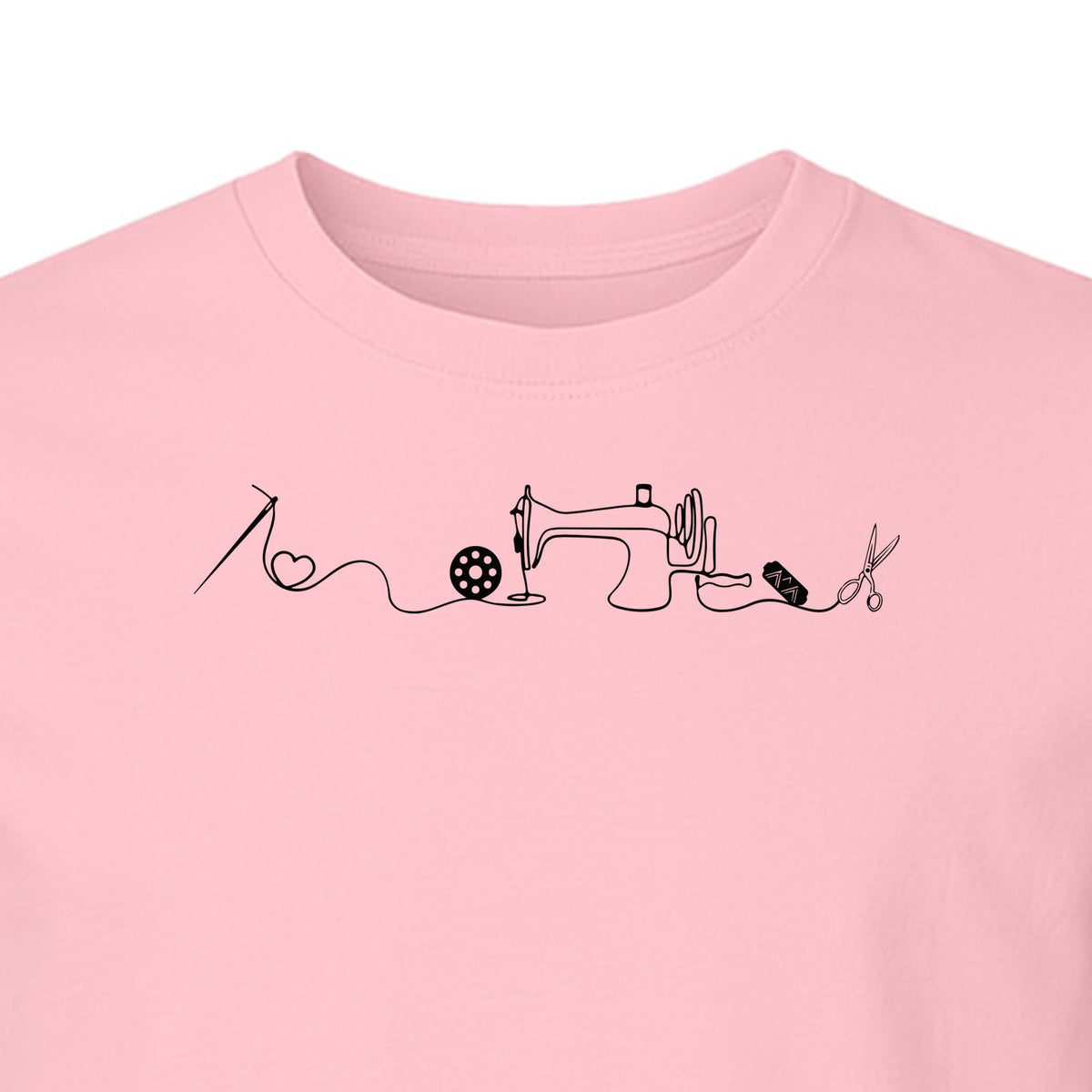 Sewing Machine T-Shirt, Needle Thread and Scissors Graphic for Seamstresses and Quilters
