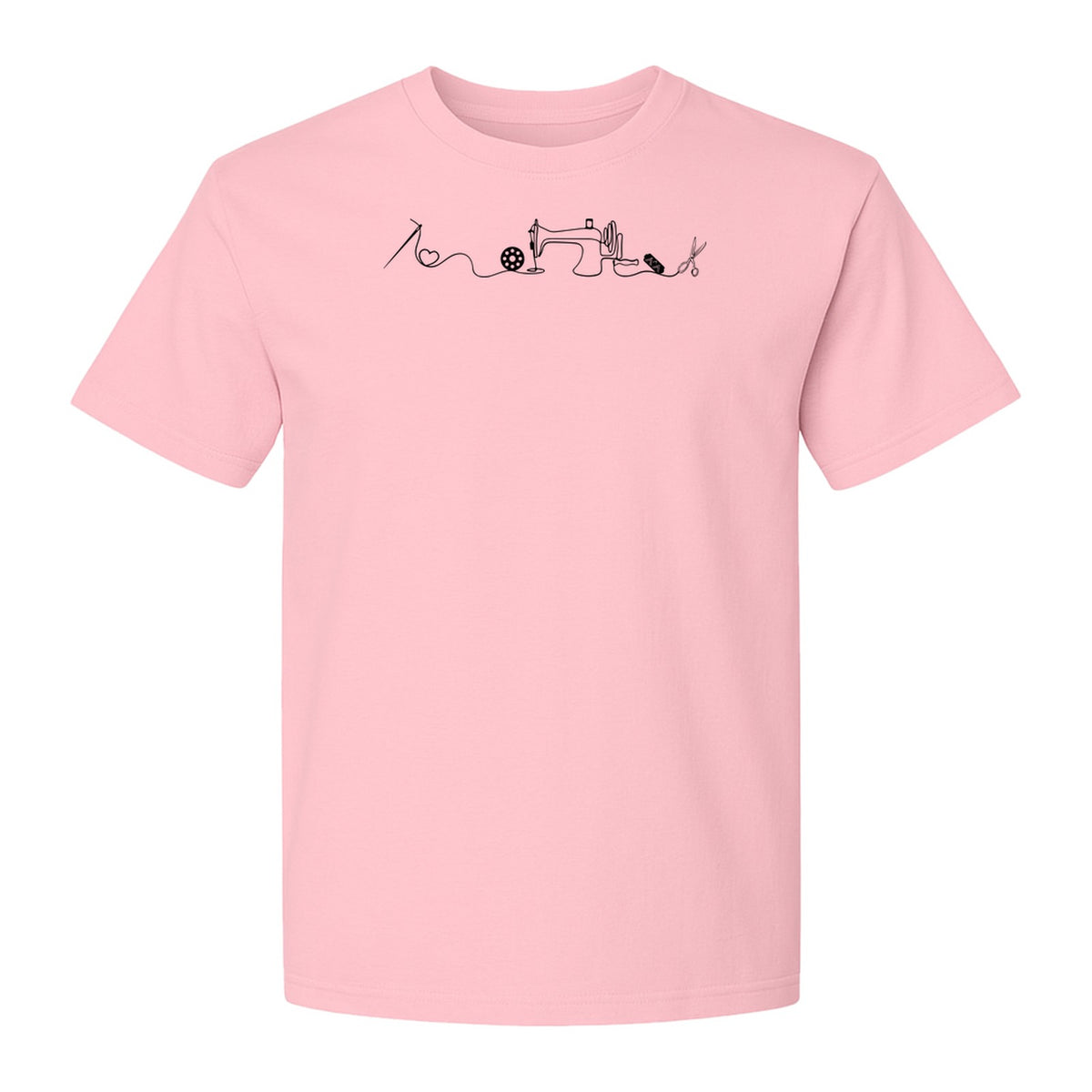 Sewing Machine T-Shirt, Needle Thread and Scissors Graphic for Seamstresses and Quilters