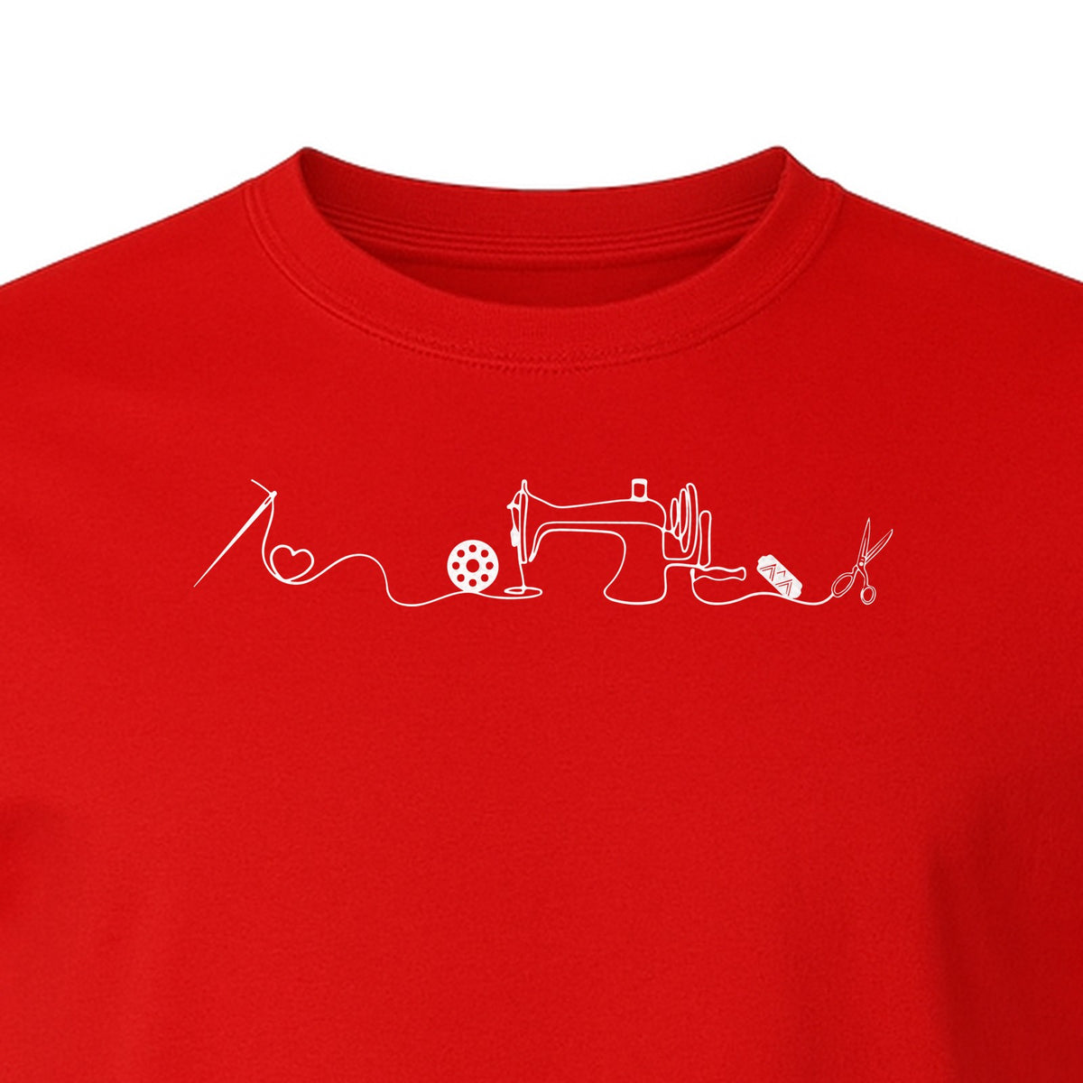 Sewing Machine T-Shirt, Needle Thread and Scissors Graphic for Seamstresses and Quilters
