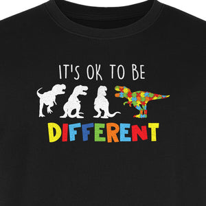 Autism Awareness T-Shirt, It's OK to Be Different Dinosaur Acceptance Design
