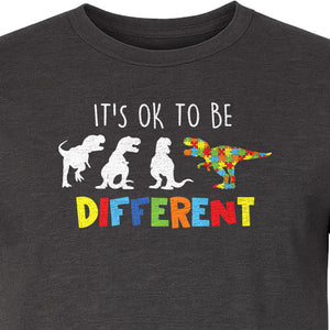 Autism Awareness T-Shirt, It's OK to Be Different Dinosaur Acceptance Design