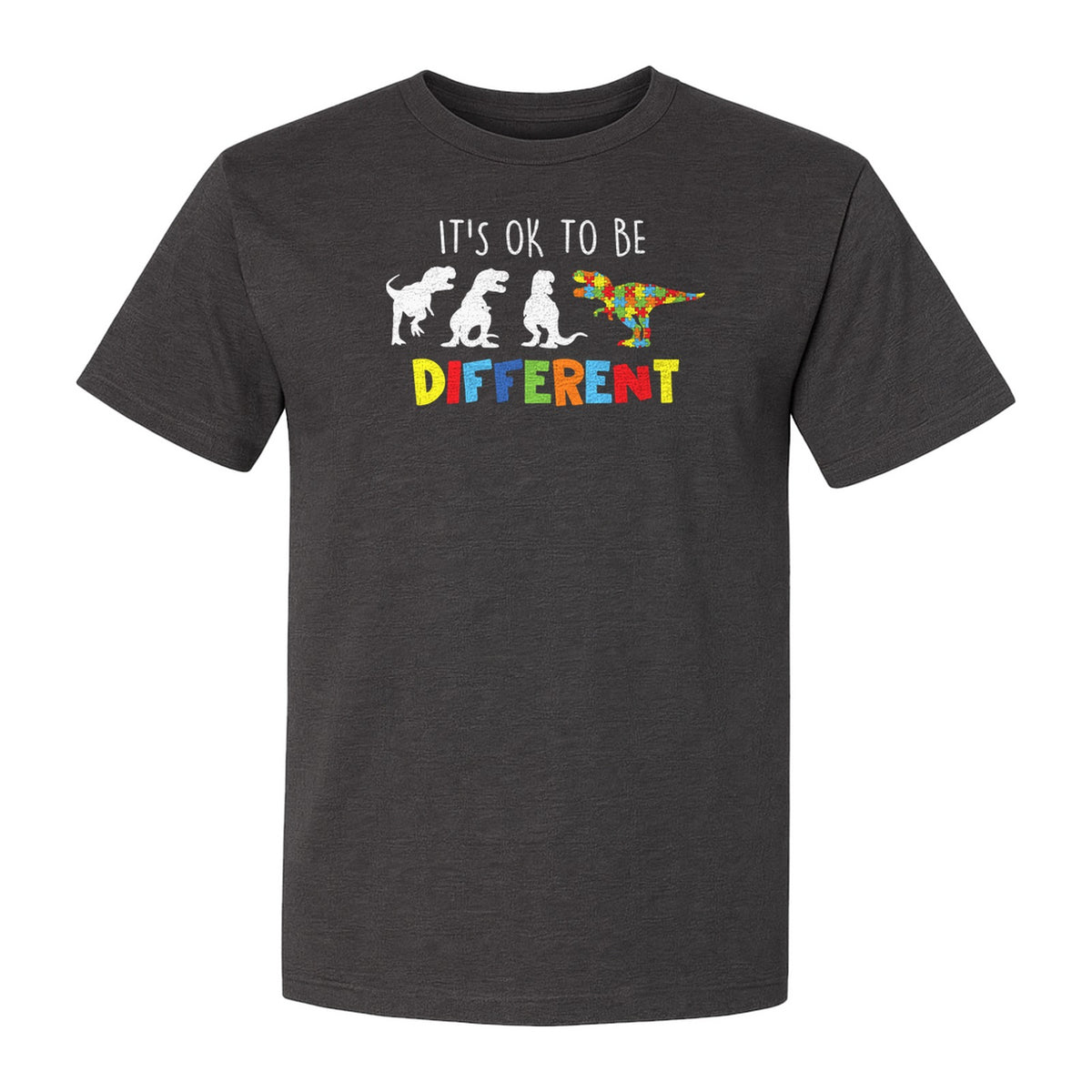 Autism Awareness T-Shirt, It's OK to Be Different Dinosaur Acceptance Design