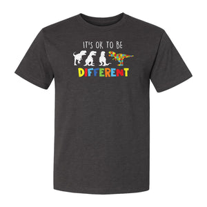 Autism Awareness T-Shirt, It's OK to Be Different Dinosaur Acceptance Design