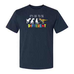 Autism Awareness T-Shirt, It's OK to Be Different Dinosaur Acceptance Design