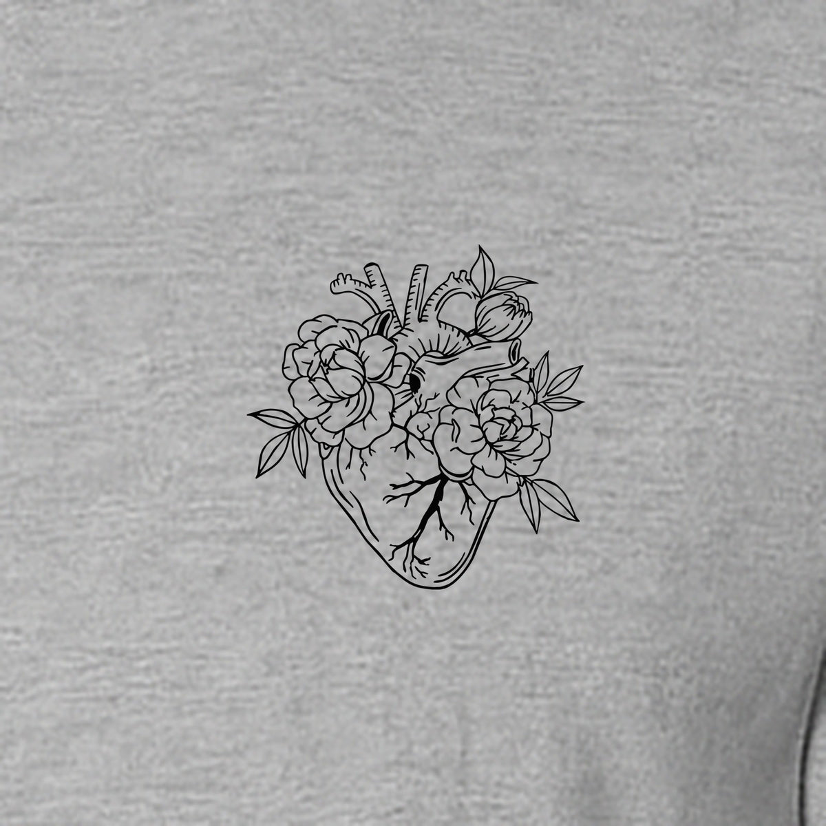 Anatomical Heart T-Shirt, Floral Left Chest Design for Nurses, Doctors and Medical Students