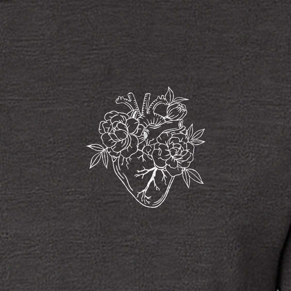 Anatomical Heart T-Shirt, Floral Left Chest Design for Nurses, Doctors and Medical Students