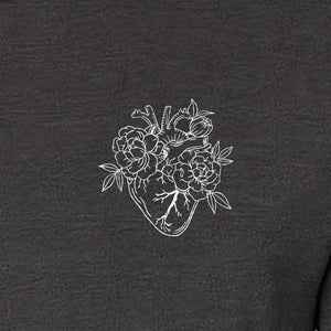 Anatomical Heart T-Shirt, Floral Left Chest Design for Nurses, Doctors and Medical Students