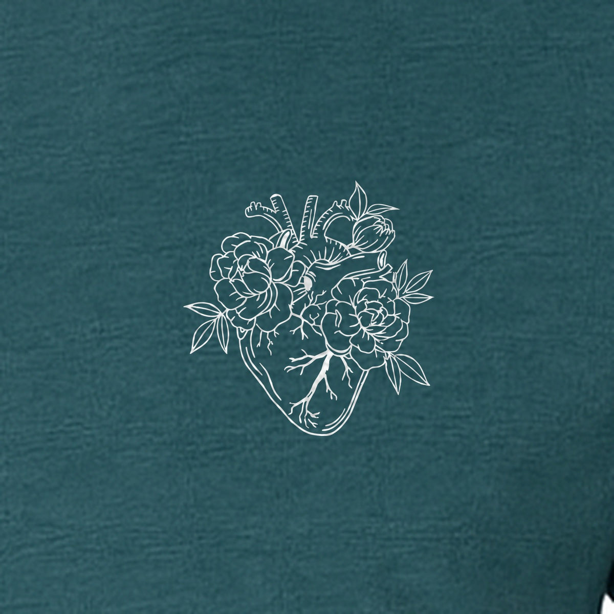 Anatomical Heart T-Shirt, Floral Left Chest Design for Nurses, Doctors and Medical Students