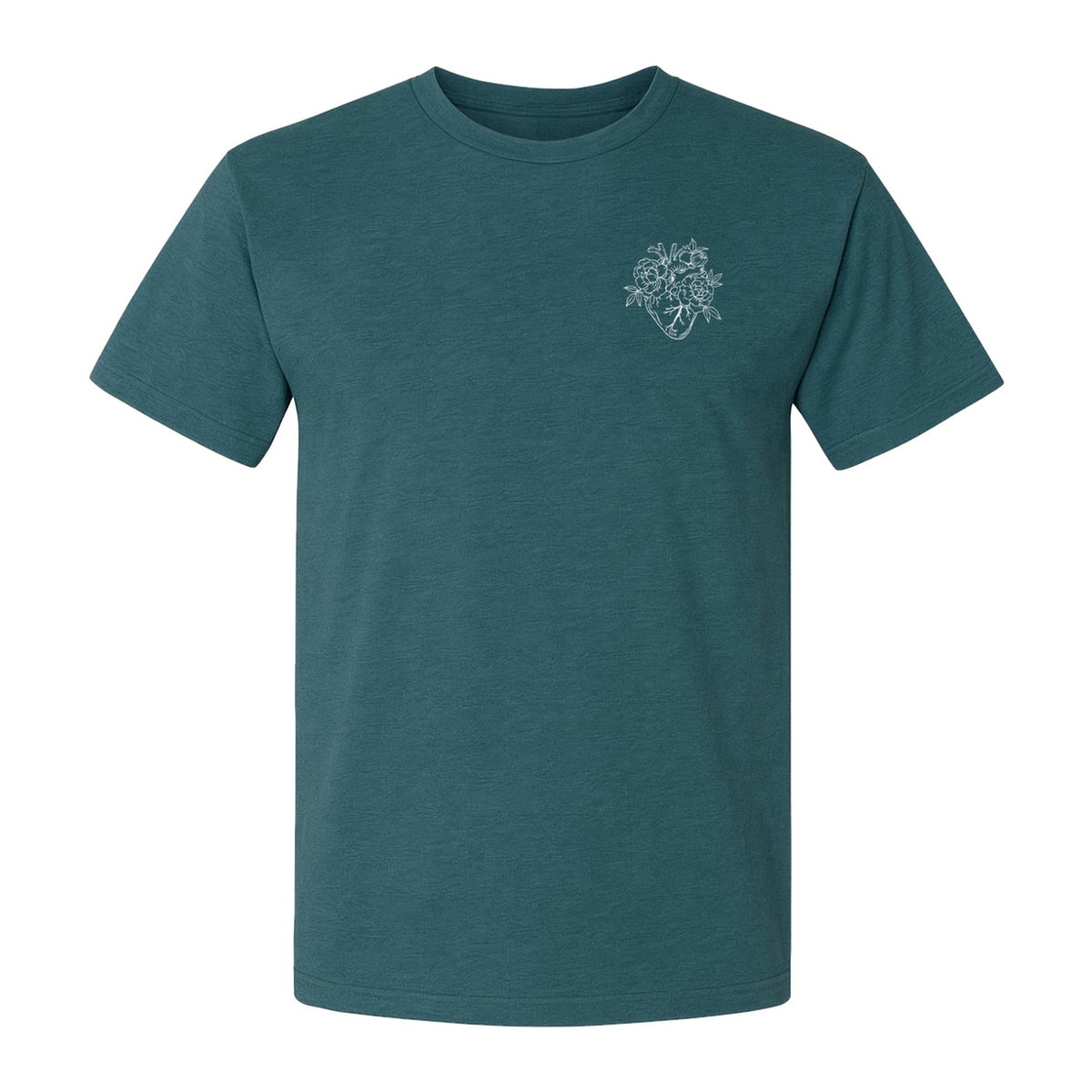Anatomical Heart T-Shirt, Floral Left Chest Design for Nurses, Doctors and Medical Students