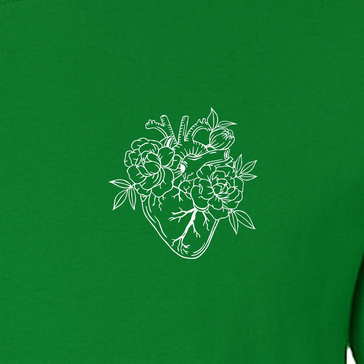 Anatomical Heart T-Shirt, Floral Left Chest Design for Nurses, Doctors and Medical Students