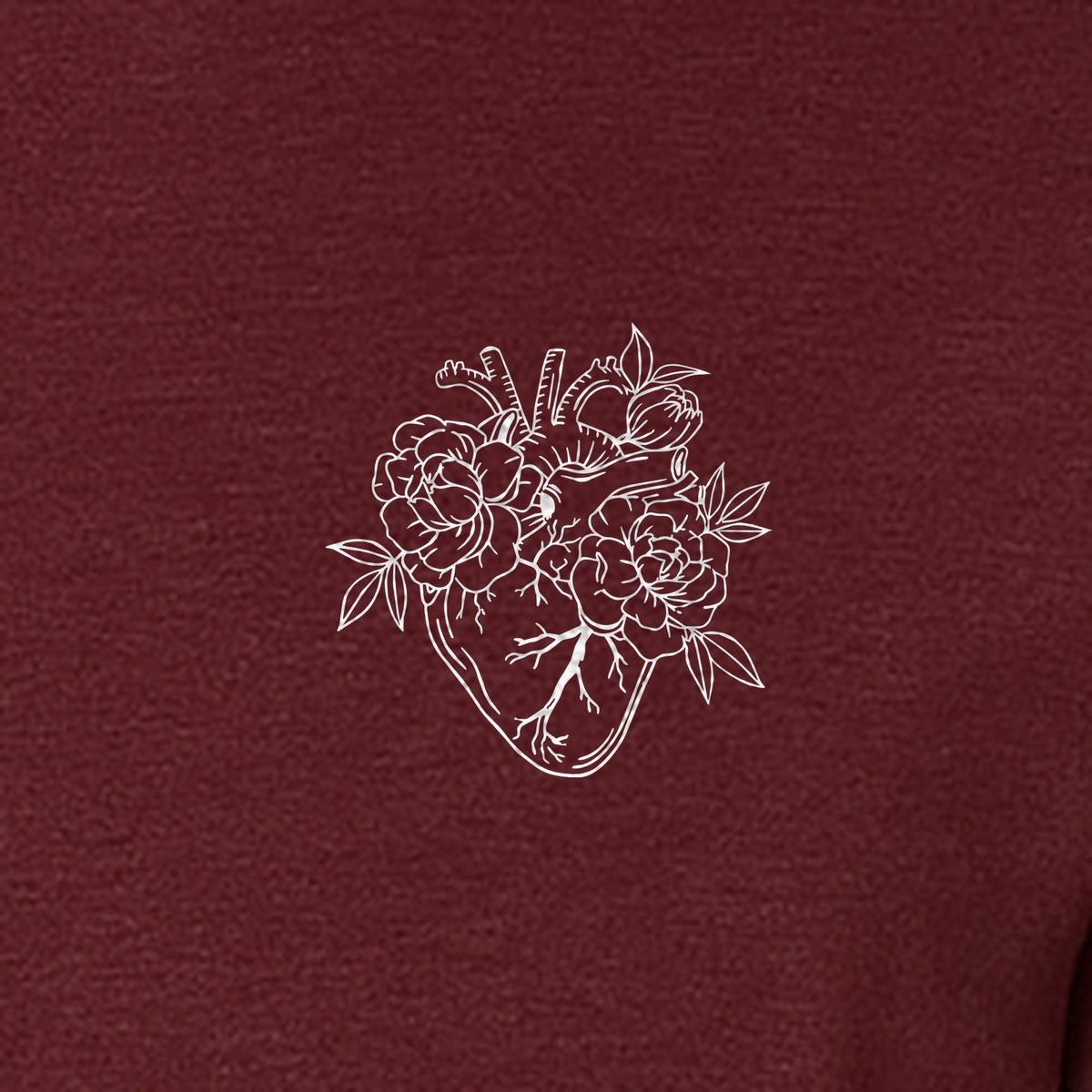 Anatomical Heart T-Shirt, Floral Left Chest Design for Nurses, Doctors and Medical Students