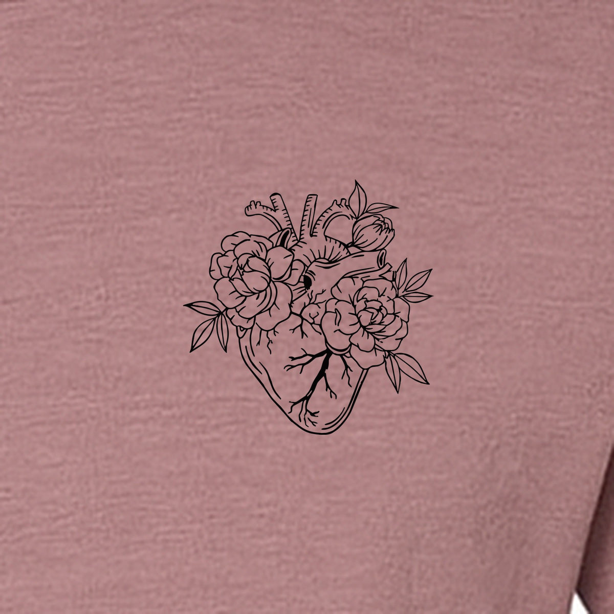 Anatomical Heart T-Shirt, Floral Left Chest Design for Nurses, Doctors and Medical Students