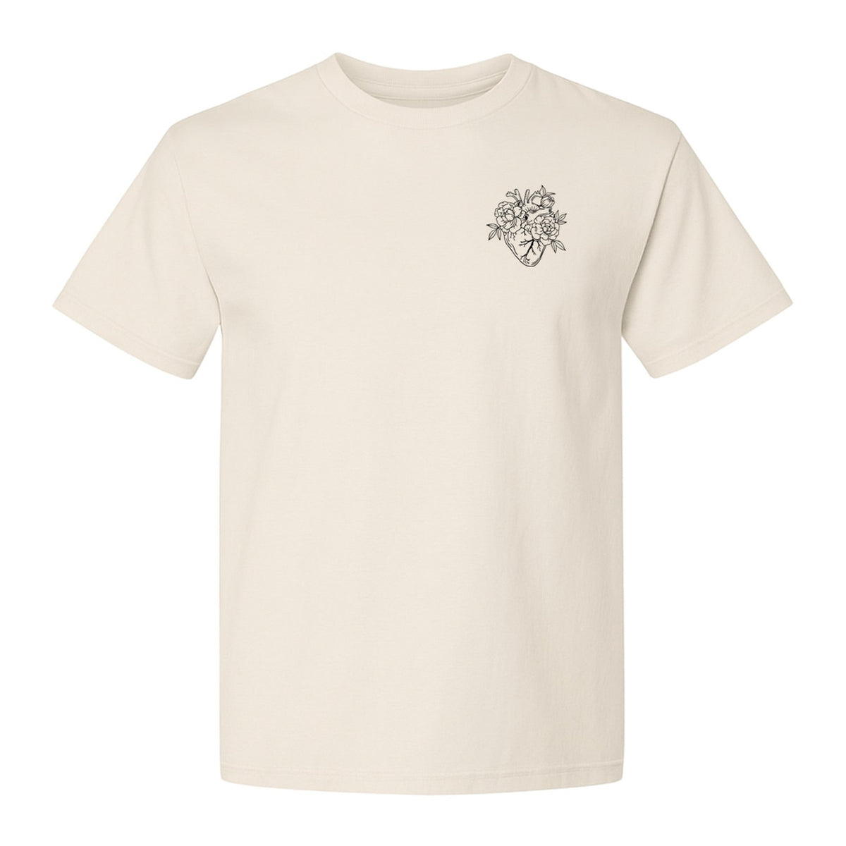 Anatomical Heart T-Shirt, Floral Left Chest Design for Nurses, Doctors and Medical Students