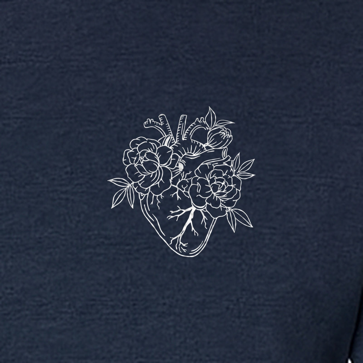 Anatomical Heart T-Shirt, Floral Left Chest Design for Nurses, Doctors and Medical Students