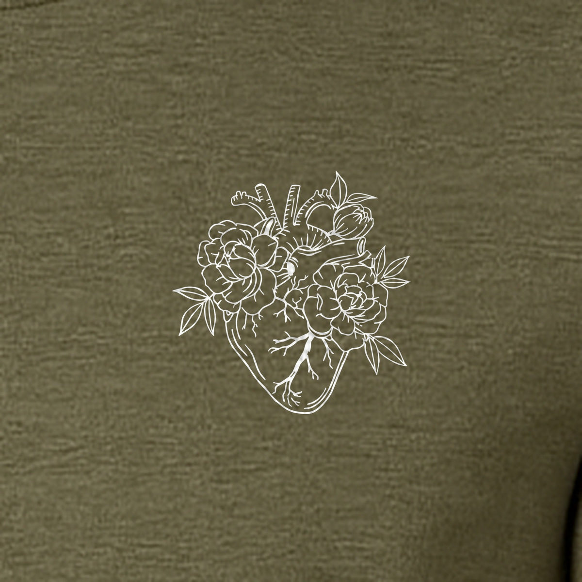 Anatomical Heart T-Shirt, Floral Left Chest Design for Nurses, Doctors and Medical Students